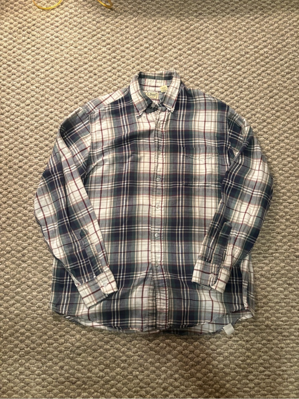 Vintage 90’s MADE IN USA L.L. Bean Flannel Shirt Medium Plaid Button Down Cotton